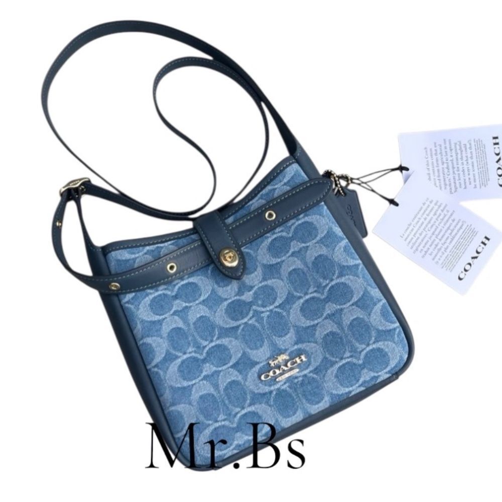 Authentic Coach Hadley Mini Denim Crossbody Bag Purse